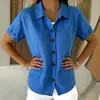 Camisa casual de manga corta de color liso con cuello y botones, cómoda, holgada, transfronteriza europea y americana, 2026 Amazon primavera/verano