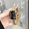 Adecuado para Apple iwatch Correa de Metal de Acero Inoxidable para Apple Malla Gruesa Milanés Cierre Tejido Correa Pequeña para Cintura de Hombre