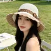 Nuevo Sombrero de Paja de Verano con Protección Solar para Mujer, Nuevo Sombrero de Pescador Hueco Transpirable de Verano en Estilo Simple