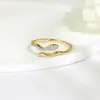Anillo de Serpiente Abierto Exquisito Brillante de Alta Calidad Hecho a Mano con Zirconia Europea y Americana 4A Chapado en Cobre Oro Real Fábrica