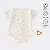 Macacão de Bebê Verão Manga Curta Classe A Algodão Puro Gola Reversível para Meninas, Macacão de Engatinhar Verão Classe A Algodão Puro