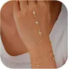 Nuevo Producto Transfronterizo de Amazon Cadena de Cobre 14K Anillo de Oro Pulsera de Moda Versátil Personalizada Exquisita Cadena para el Dedo para Mujeres