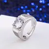Moda europeia e americana dos homens grande anel de diamante comércio exterior abertura quente anel de ajuste de abertura transfronteiriça acessórios de diamante atacado
