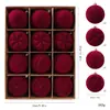 Bola de Navidad de terciopelo flocado de 8 cm en colores oscuros, Adorno colgante para árbol de Navidad, Bola colgante de terciopelo en stock