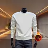 Nova blusa de moletom simples de cor sólida com manga longa, tendência outono e inverno, estilo coreano, para homens, camisa básica casual da moda com gola redonda