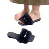 Pantuflas planas de pelo de conejo real para mujer, perfectas para usar al aire libre en otoño, un diseño nuevo e impresionante, increíblemente populares y que exudan una sensación lujosa y esponjosa.
