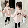 Camiseta de Manga Longa para Meninas, Moda Fashionável Primavera 2026, Top 100% Algodão para Menininhas, Camiseta Básica Infantil, Roupa de Primavera