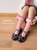 Calcetines para niños Primavera y Otoño Media caña Calcetines de media caña para niños y niñas Muñeca tridimensional Linda Muñeca Kulomi Calcetines apilados para bebé