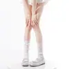 Calcetines de Malla Finos de Verano Estilo Lolita para Pantorrilla, Calcetines Holgados Blancos con Lazo Estilo Ballet, Calcetines de Media Pantorrilla Dulces y Versátiles