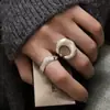 Anillo de Luna 2025 Textura Mate Irregular Simple Versátil Gama Alta Apilable Abierto para Mujer