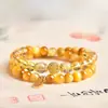 Pulsera de Múltiples Capas con Cuentas de Buda de la Montaña Putuo Ojo de Tigre para Mujer, Pulsera Capas de Cuentas de Amatista Portátil de Lujo Ligero, Regalo