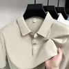 Camisa polo de verano para hombre de manga corta, antibacterial, con tejido de malla texturizada, estilo old money, top casual de negocios ligero con abertura