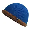 Chapéu masculino com proteção para as orelhas, espessado e forrado com fleece, gorro de lã tricotado estilo coreano, à prova de vento, cobre-rosto, sem aba, para outono e inverno