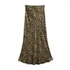 Ropa de mujer al por mayor transfronteriza Falda estilo francés con estampado de leopardo y relieve dorado para mujer, falda larga de verano elegante ajustada tipo sirena