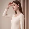 Ropa interior térmica de modal para otoño e invierno para niñas, tops y pantalones térmicos cómodos de alta elasticidad para mujer, nuevo conjunto ajustado, camiseta de capa base
