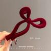 Novo Grampo de Garra Vermelho Aveludado para Outono e Inverno Estilo Festivo de Ano Novo Superfície de Veludo Grampo Tubarão Grampo para Coque na Parte de Trás da Cabeça Feminino