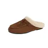 Pantuflas Birkenstock de suela gruesa estilo bosque Otoño/Invierno 2026 hebilla retro persona perezosa puntera cerrada medias pantuflas cálidas con felpa extra suave