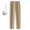 Calça de terno de outono, perna reta, cintura alta, modeladora, versátil, calça longa casual feminina, elegante e com design novo