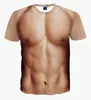 Venta Caliente Transfronteriza Sexy Realista Músculo Impresión Digital 3D Broma Creativa Divertida Personalidad de Moda Camiseta de Manga Corta para Hombre