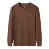Camiseta de Manga Larga para Hombre con Cuello Redondo de Algodón de Fibra Larga 250g Otoño 2025 Nueva Moda Casual Sudadera Básica Bordada para Hombre