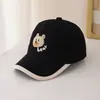 Boné de Baseball Estilo Coreano com Desenho de Urso Fofo para Primavera e Outono, Unissex Infantil com Proteção Solar Bordado