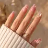 Unhas Portáteis de Alta Qualidade para Exportação, Novas Unhas Curtas Estilo Ballet com Laço Pérola Degradê, Estilo Elegante e Suave, Atacado de Unhas Postiças