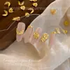 Arte de Uñas Estilo Chino con Flores de Diamante, Flores Doradas Ruyi, Ramas Metálicas Doradas Antiguas y Hojas de Jade, Nobles Decoraciones para Uñas
