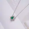 Collar de Plata de Ley S925 con Zirconia Esmeralda para Mujer, Diseño de Nicho, Retro, Lujo Ligero, Versátil, Cadena para Clavícula Incrustada con Diamantes