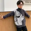 Ropa Nueva de Otoño e Invierno para Niños Suéter de Dibujos Animados de Cuello Medio para Niños Mayores Cálido de Terciopelo de Visón Sintético Venta al por Mayor Transfronteriza Moderno