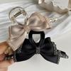 Pinza para el cabello francesa retro con lazo y pedrería, elegante y distinguida, clip de tiburón para la parte posterior de la cabeza, accesorio para el cabello de lujo accesible y de alta gama