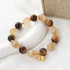 Pulseira de Cristal Olho de Tigre Amarelo com Zircônia, Pulseira de Tendência Nacional Levemente Luxuosa de Alta Qualidade, Novo Estilo Chinês Nicho Versátil Joia de Mão Atacado