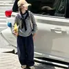 Conjunto de Camiseta a Rayas y Pantalones Anchos para Niñas 2026 Otoño Nuevo Estilo Casual Top de Manga Larga y Pantalones de Algodón para Niños Mayores