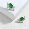 Brincos de Tarraxa Quadrados de Diamante Esmeralda em Forma de Espiga de Trigo de Alta Qualidade, Estilo Coreano, Pequenos, Leves, Luxuosos e Requintados com Design Criativo