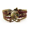 Pulsera de Engranajes Mecánicos Steampunk con Gema del Tiempo Símbolo Infinito Mariposa Marrón Pulsera Tejida Multicapa Venta al por Mayor