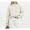 Tienda independiente 2026 primavera y otoño para mujer tejido de punto suelto europeo y americano cuello redondo manga larga versátil moda suéter de color liso venta al por mayor