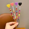 Llavero de Cuerda Trenzada Nudada con Cuentas Hecho a Mano Color Caramelo Coreano Lanyard Colgante de Bolso de Moda Creativo Lote
