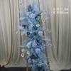 Boda azul set escena de boda floral fila de flores artificiales flor flor camino guía flor punto fondo escenario arreglo de bienvenida