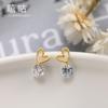 E0240 Pendientes Huecos de Corazón de Plata S925 Dulces y Elegantes con Diseño Fresco y Juvenil, Pendientes de Cristal Redondos