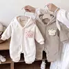 Enterizo Suave Lindo de Conejo para Bebé Infantil Ropa para Bebés Niños Otoño Invierno Caliente de Manga Larga Body Aterciopelado Espeso con Capucha