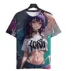 Camiseta Masculina Casual de Manga Curta com Gola Redonda, Estampa 3D de Menina Cartoon Sexy, Venda Direta da Fábrica, Fonte
