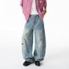 Jeans Scimitar de Diseño Deconstruido Bordado de Dibujos Animados Estilo Americano Calidad Tiktok