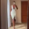 Ropa de Mujer Transfronteriza Europea y Americana 2026 Verano Nuevo Estilo Sexy y Elegante Escote en V Profundo Sin Mangas Plisado Bodycon Vestido