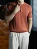 ¡Estilo de Lujo de Moda! Camisa Polo de Lino Lyocell Táctil Fresco para Hombre, Color Sólido, Camiseta Versátil de Manga Corta de Alta Gama