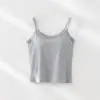 Camisola de canalé para primavera y verano, nuevo estilo, con copas en el pecho, ribete de encaje, tirante largo, apta para usar como prenda exterior o como capa base
