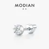 MODIAN Aretes de Cartílago para Oreja con Hilo Corazón de Plata de Ley S925 Moissanita Ultra Brillante para Hombres y Mujeres Estilo Dulce Fresco Pendiente Pequeño