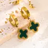 Brincos de Clipe de Orelha Pequenos de Trevo da Sorte para Mulheres, Estilo Coreano Aço Titânio Versátil Simples Leve Luxo Orelhas com Borda Dourada
