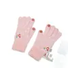 Guantes Cálidos Estilo Coreano para Invierno, Engrosados para Ciclismo, Separados por Dedos, a Prueba de Frío, Felpa de Cristal de Terciopelo para Pantalla Táctil, Lindos para Mujer Estilo Nuevo