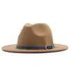 Sombrero de Sol para Exteriores Clásico Fieltro Fedora Ala Ancha Moda Sombrero Jazz con Hebilla de Cinturón