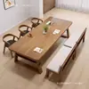 Escritorio de madera maciza de dos capas de tira larga para sala de estar, mesa doble de estudio, escritorio moderno minimalista para computadora de casa, banco de trabajo