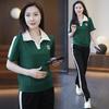 Conjunto Esportivo Casual para Mulheres 2025 Verão Novo Estilo Fashionable Ligeiramente Gordinho Redutor de Idade Look Emagrecedor Manga Curta Roupa Esportiva Conjunto de Duas Peças Tendência